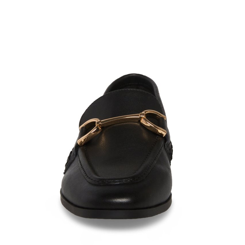 Black Steve Madden Carrine Leather Women's Loafers | PH 4972JME